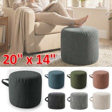 Round Stuffed Pouf Ottoman 20x14" Floor Poufs Foot Rest for Living Room Bedroom