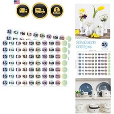Garage Sale Stickers - 1400 Pcs, 1 Inch Big, Gradient Color Flea Market Pre-P...