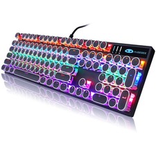 Camiysn Typewriter Style Mechanical Gaming Keyboard, Black Retro Punk Gaming ... thumbnail
