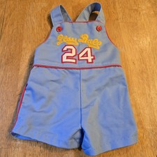 VTG Health-tex Overalls shorts 12 Mos. play ball 24 baseball boy blue Summer
