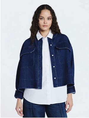 Scoop Women's Cropped Oversized Button-Down Shirt, Size M (8-10)