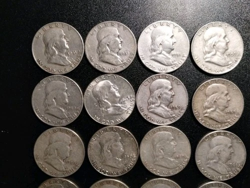 Franklin Half Dollar 20 Coins Mixed Dates Circulated 90% Fine Silver