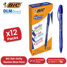 Image of BIC Gel-Ocity Illusion 0.7mm Erasable Gel Pens Blue - Pack of 12 Refillable