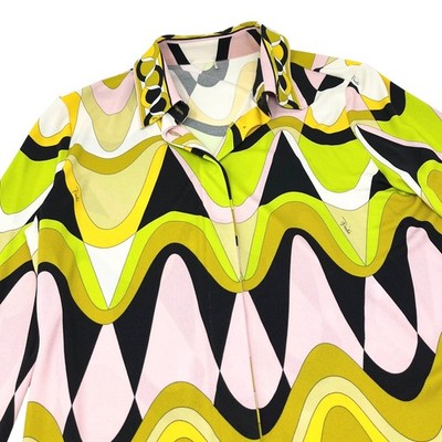 EMILIO PUCCI Vintage Logo Multicolor Shirt Pants Set #38 Button