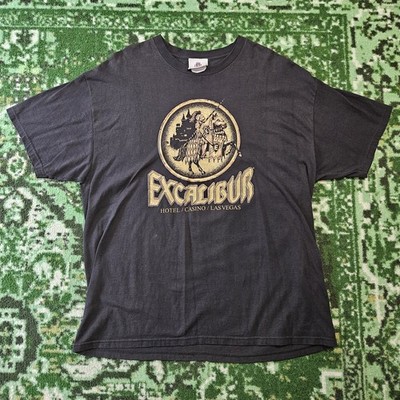 Vintage 90s Excalibur Hotel Las Vegas Shirt Men Size XL Black Made In USA Casino
