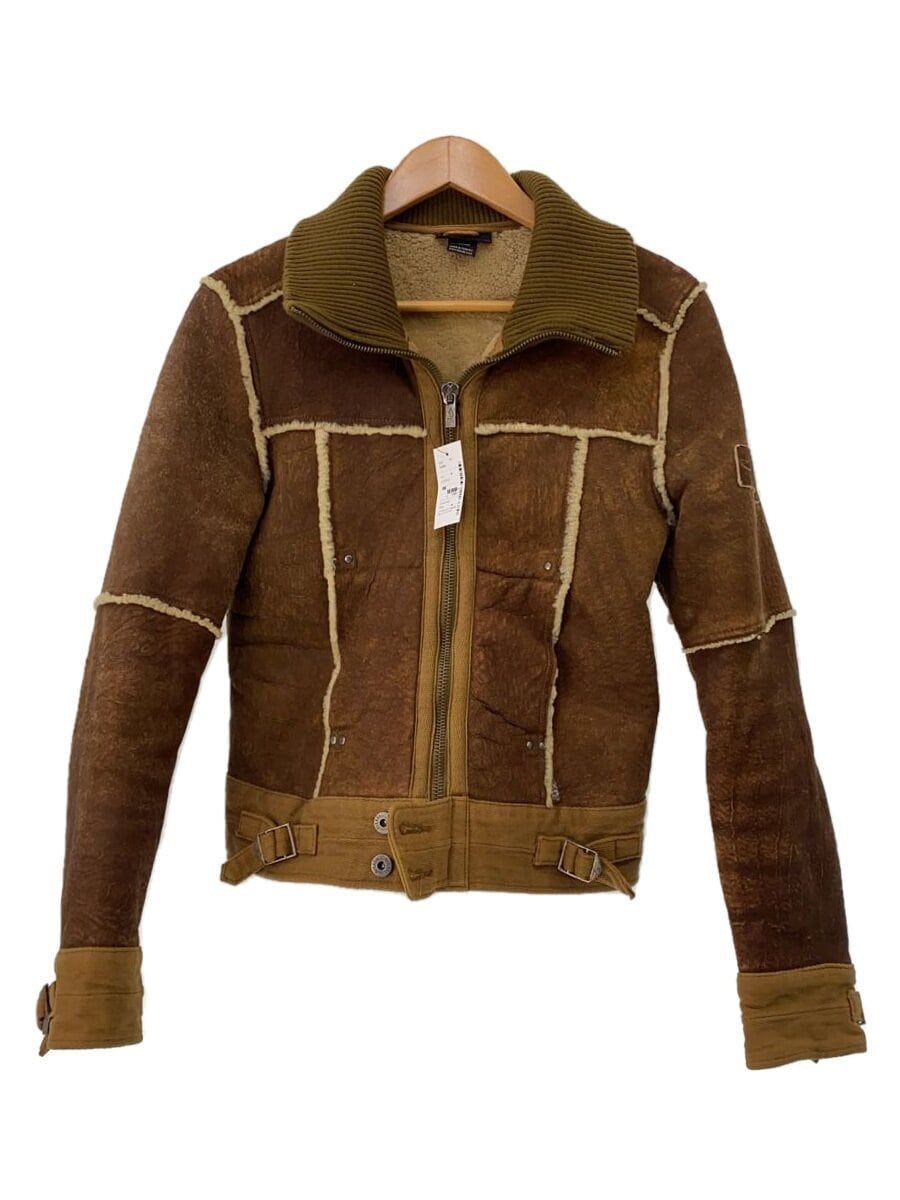 DIESEL altra giacca M pelle marrone tinta unita usata