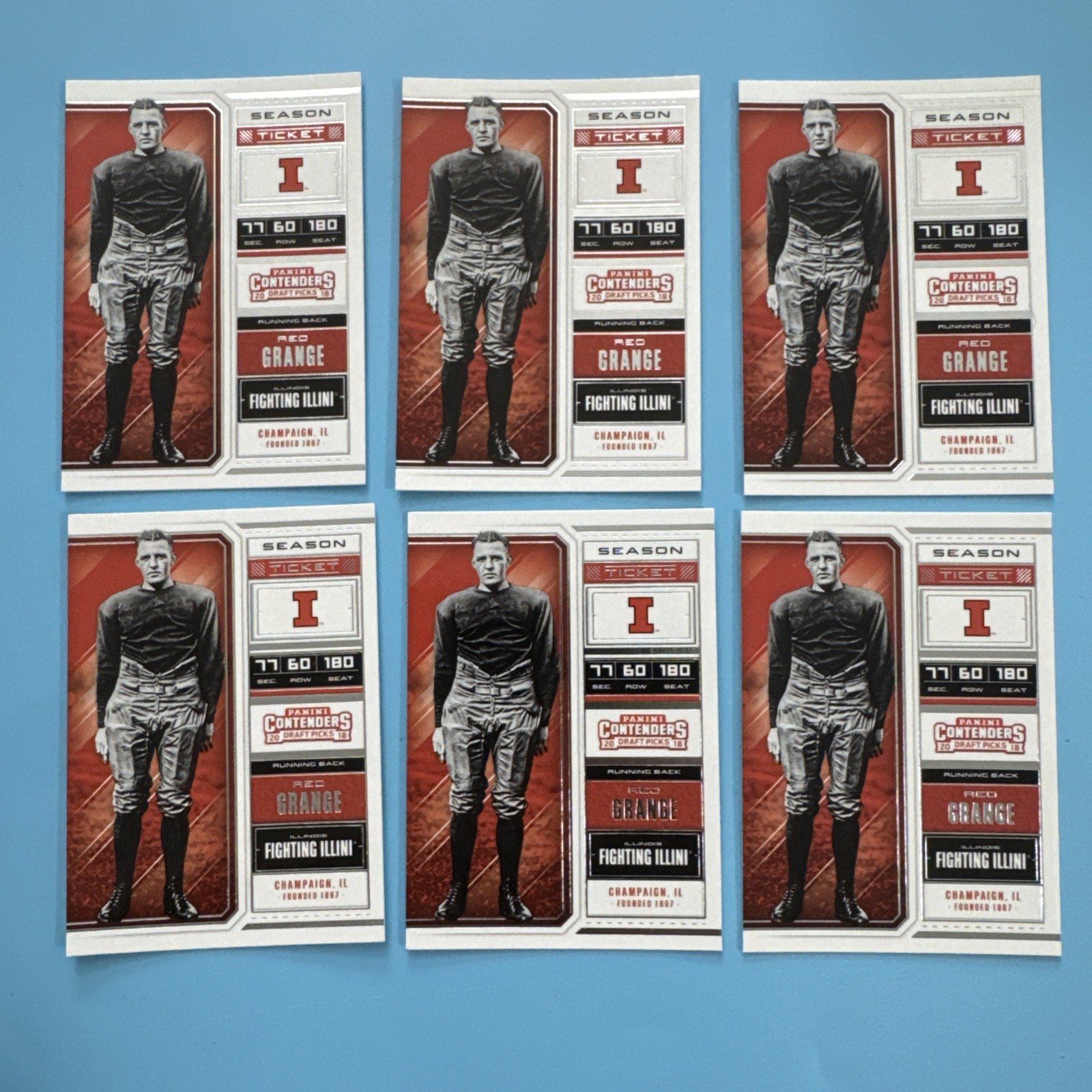 2018 Panini Contenders Draft Picks - Season Ticket Red Grange #83 (6)