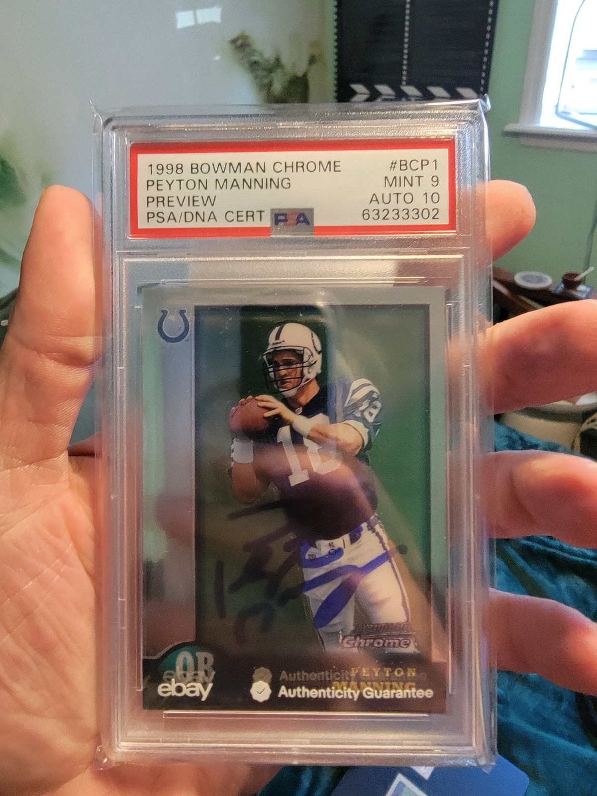 1998 Bowman Chrome Peyton Manning ON CARD AUTO RC! PSA 9/AUTO 10! POP 5! HOF!