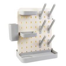 Larger Baby Bottle Drying Rack Vertical Countertop Gray With Brush Holder