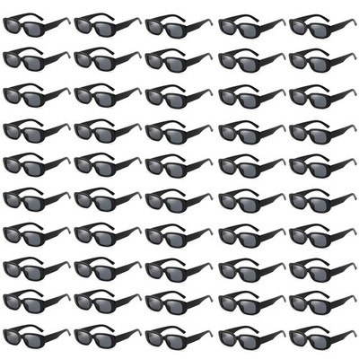 50/100 Pack Black White Rectangle Sunglasses Bulk for Adult Retro Cheap 90s Y...