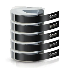 5PK For DYMO Organizer Xpress Label Maker 3D Embossing Tape 520109 Black 3/8"