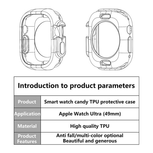 For Apple Watch Ultra2 Ultra 49mm Candy TPU Case Bumper Frame Shell Soft Cover - Zdjęcie 6 z 29