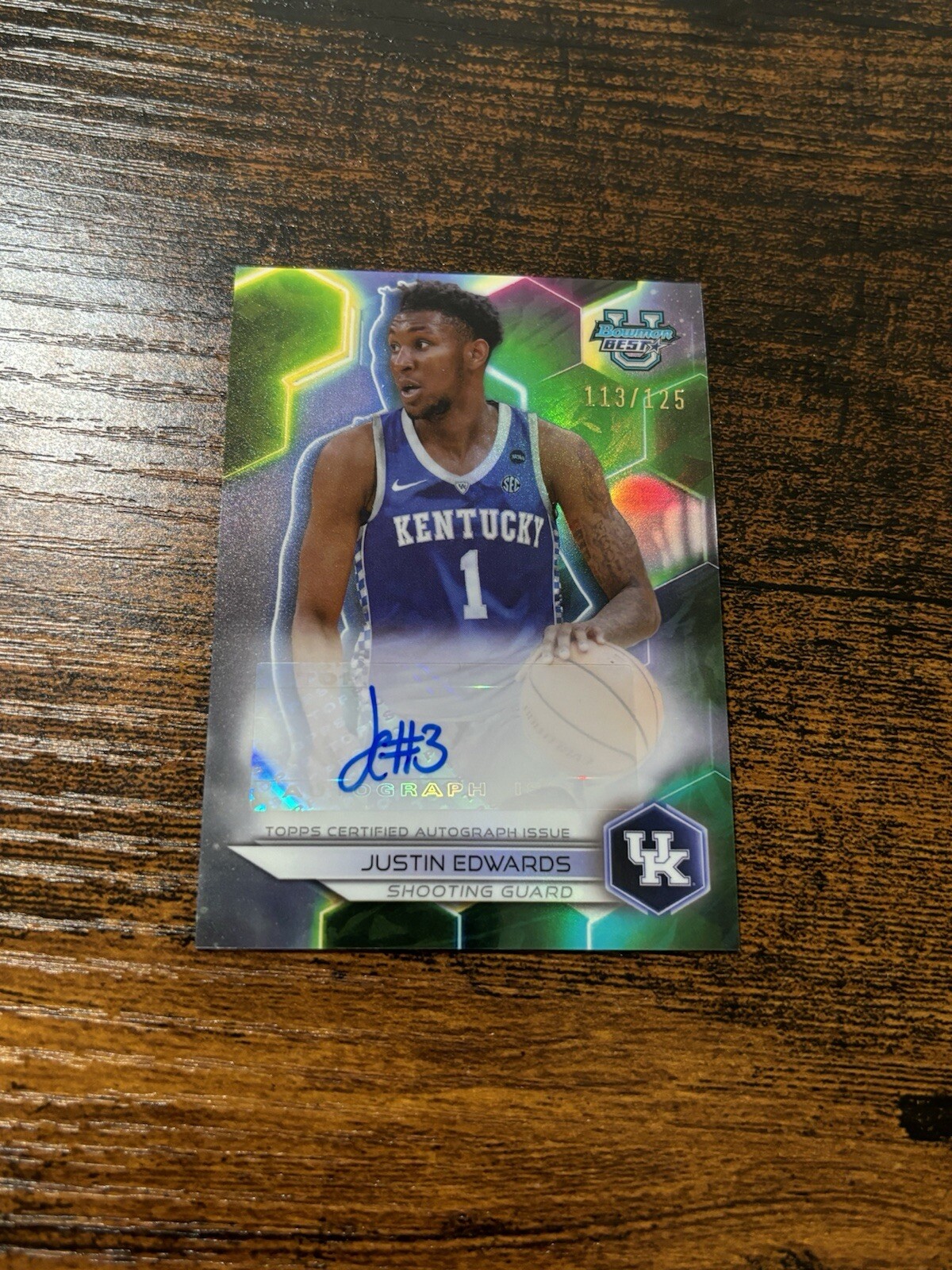 2023-24 Bowman's Best University Refractor AUTO Justin Edwards /125 76ers