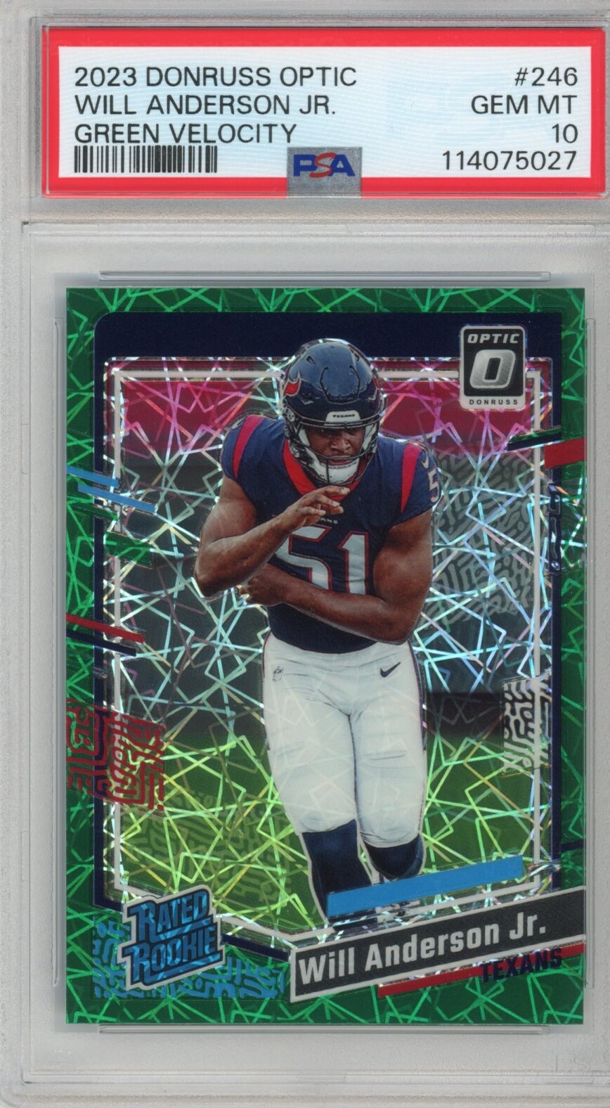 2023 PANINI DONRUSS OPTIC GREEN VELOCITY #246 WILL ANDERSON JR. PSA 10 GEM MINT