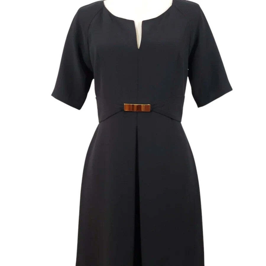 Vestido negro pequeño manga corta Ellen Tracy talla 8 Foto 3 de 4