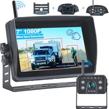 Wireless RV Backup Camera System with Blind Spot Detection, 7'' HD Touch Scre...