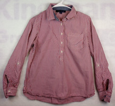 Tommy Hilfiger Shirt Men's Medium Red Button Up Striped Long Sleeve Shirt