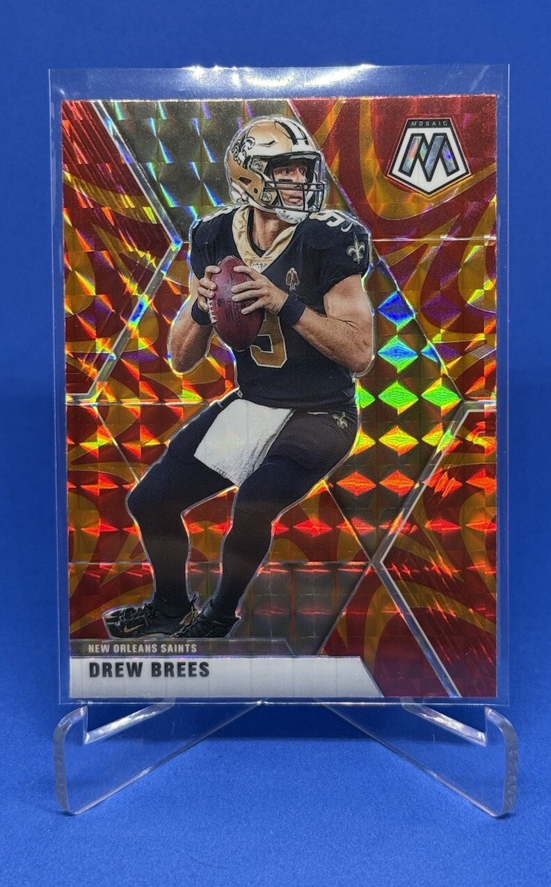 2020 Panini Mosaic-Drew Brees-Reactive Orange Prizm-New Orleans Saints #142