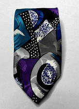 Florenzi 100 Polyester Necktie Purple Silver Abstract Geometric Career Wear