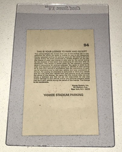 Yankees Stadium Kinney System Baseball Parking Pass Ticket Stub Jumbo 7/9/1994 - Picture 2 of 2