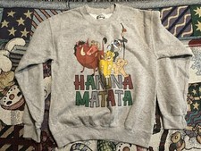 Disney Lion King Sweatshirt Gray Hakuna Matata Crew Neck Mens Size Small