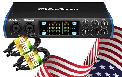 PreSonus Studio 68c 6x6 192 kHz USB-C Audio Interface + XLR Cables Pair