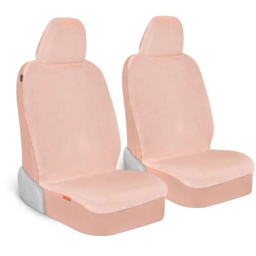 Carbella Suave Rosa Lana Piel Imitación Piel de Oveja Fundas de Asiento Delantero Protector para Coches Foto 3 de 4