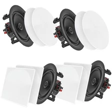 Pyle Surround Wall / Ceiling Home Speaker, Set of 4, White -PDICBT286