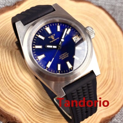 38mm Sapphire Glass NH35A Auto 20ATM Diving Square Mens Watch Blue Sunburst Dial