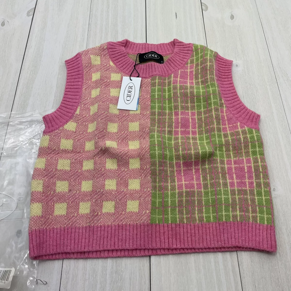 Pink and green store sweater vest