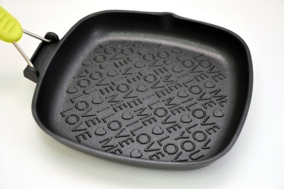 RISOLI LOVE GRIDDLE GRILL PAN FOLDING HANDLE MADE IN ITALY CAST ALUMINUM RARE