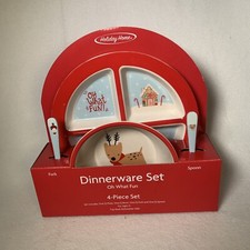 Toddler Christmas 4 Piece Dinnerware Set Oh What Fun Holiday Home
