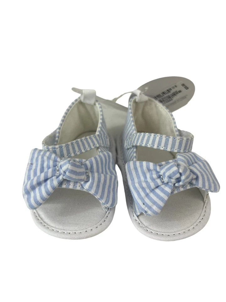 PRIMERAS IMPRESIONES Sandalia Seersucker Bebé Niña 100% Algodón Lavable Nueva con Etiquetas $30 Foto 2 de 4