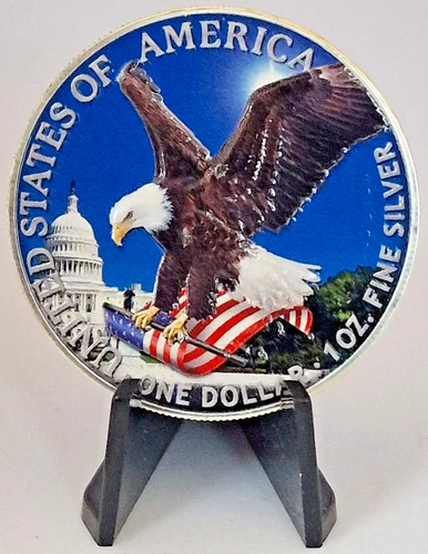 Silver Coin: 2023 American Eagle $1 in Color "Capitol"- 1oz Fine Silver .999..