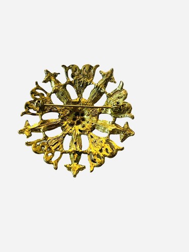 VTG brooch pins - lot of 2 Gold Colored With Red And Green Stones - Picture 3 of 6