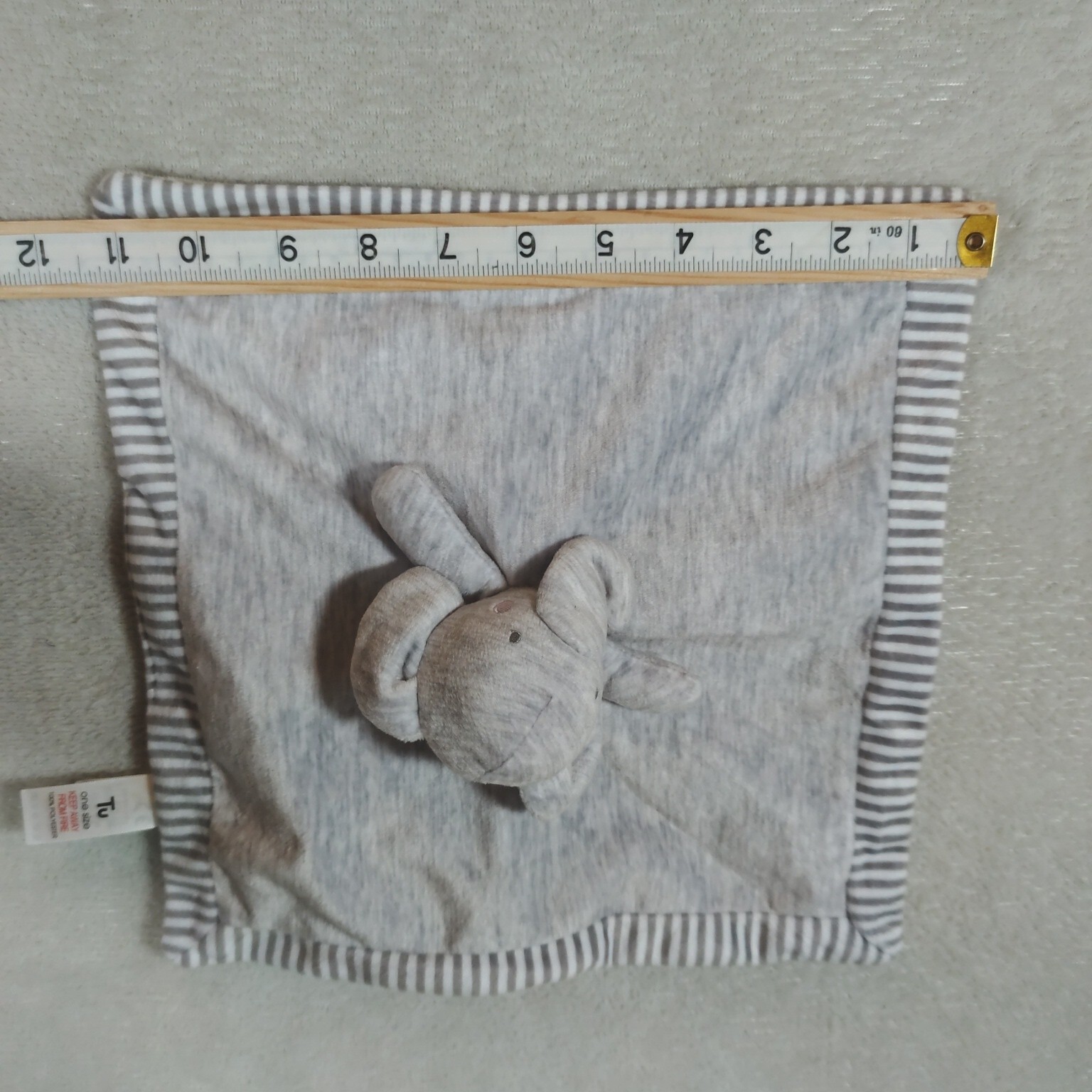 TU Sainsbury's Grey Stripey ELEPHANT Comfort Blanket Blankie Doudou