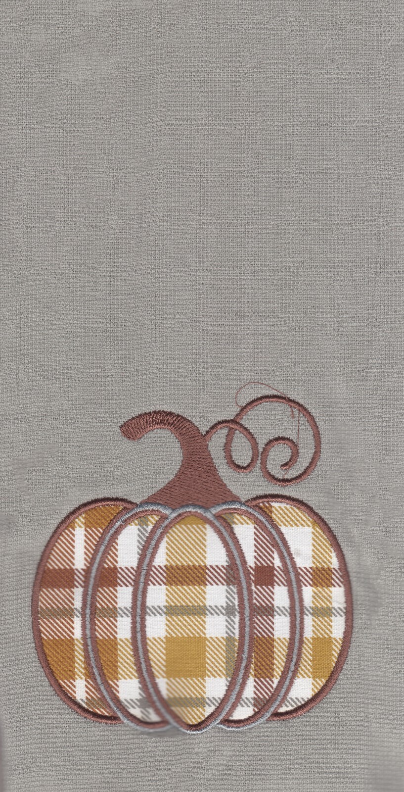 Thankful Pumpkin Kitchen Towels 2-Pack Cotton, Gray Fall Plaid Pumpkin Design
