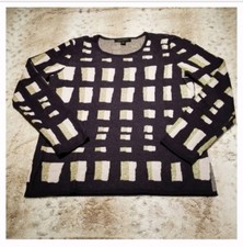 Ann Taylor Light Weight Wool Blend Geometric Print Crew Neck Sweater Size S