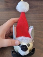 Handmade satin Mouse Santa hat ornament Xmas decor