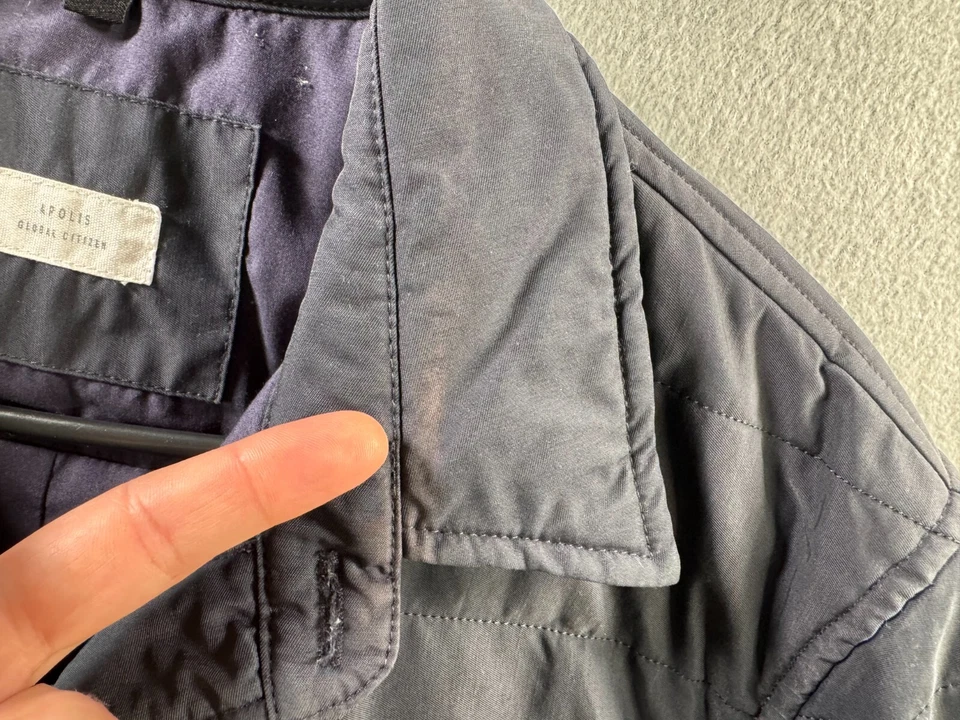 Apolis Global Citizen Jacket Mens Large Blue Quilted CPO Button Up Insulated - Image 3 of 4