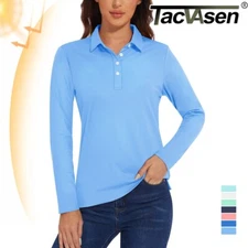 UPF50+ Women's Polo Shirts Quick Dry Long Sleeve Sport Performance Golf T-Shirt