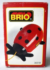 RARE VINTAGE 1993 BRIO WOODEN LADYBIRD LADYBIRD PULL TOY 30318 NEW NOS 
