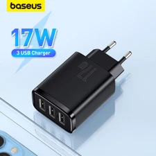 Baseus 17W USB Charger EU US UK Universal Portable Ports Travel Wall Adapter
