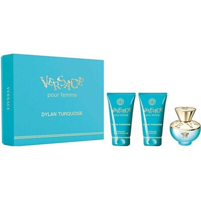 Versace Dylan Turquoise 3 pc Set EDT Spray, Body Lotion, Shower Gel NIB