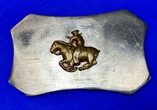 Vintage horseback Cowboy  Rider  - two tone rounded corner horse belt buckle