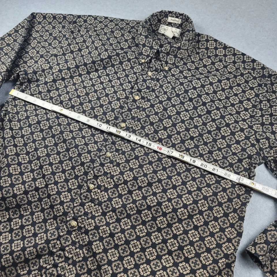 Crossings Peached Shirt Mens XL Geometric Print Long Sleeve Black & Gold Vintage - Image 3 of 4