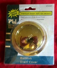 PLUMB WORKS--BATHTUB DRAIN COVER--BRASS FINISH--679-0327  NEW/UNOPENED
