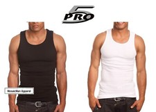 Lot 3 Pro 5 Men's A-shirts Cotton Undershirt Wife Beater Black White