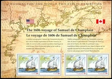 2006-1606 Voyage of Samuel De Champlain U.S. / Canada Sheet of 4 Sc#4074, MNH OG