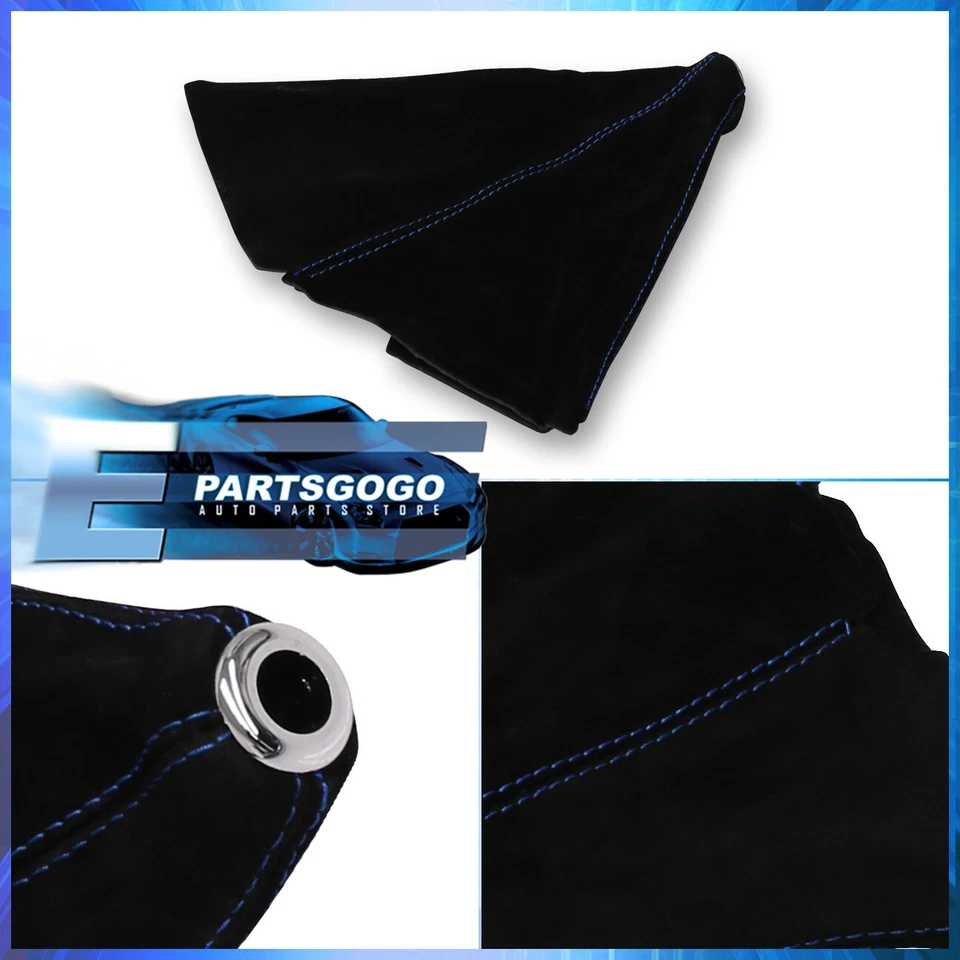 For Honda Civic Del Sol Manual Transmission Shift Boot Black Suede & Blue Stitch Foto 2 de 3